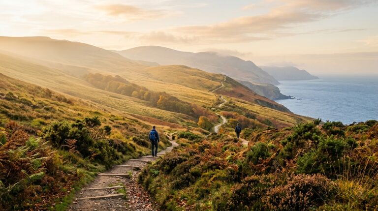 Autumn walking trail through the Isle of Man countryside