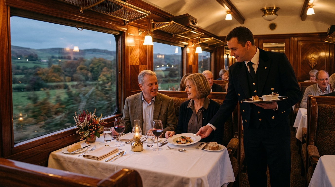 Dining Car experience on the Isle of Man Steam Railway